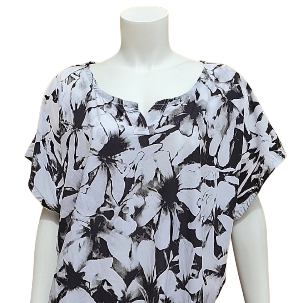 HANDMADE Tie Dye Tunic Top Plus 1X Swim Cover Up Dress Ruched Sides Floral - Picture 6 of 16